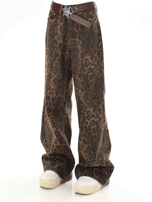 Leopard Print Wide-Leg Pants